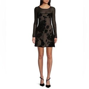 Chelsea & Violet Sheer Black Floral Dress | Size M